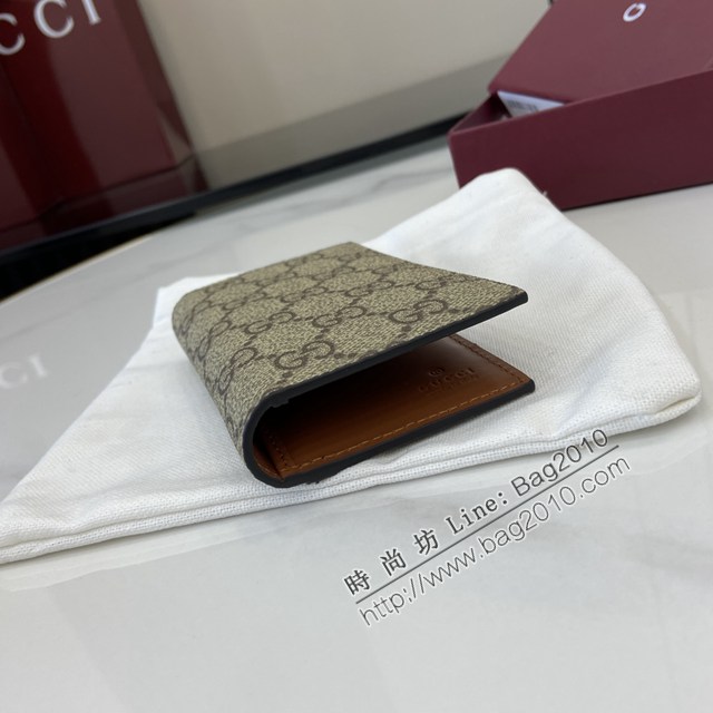 Gucci專櫃古馳最新款Emblem系列經典圖案錢包男士雙折卡片夾 jh2702型號：821209